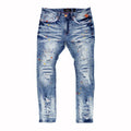 F1778 Frost Shredded Jeans w/ paint - Light Wash