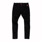 F1778 Frost Shredded Jeans w/ paint - Black