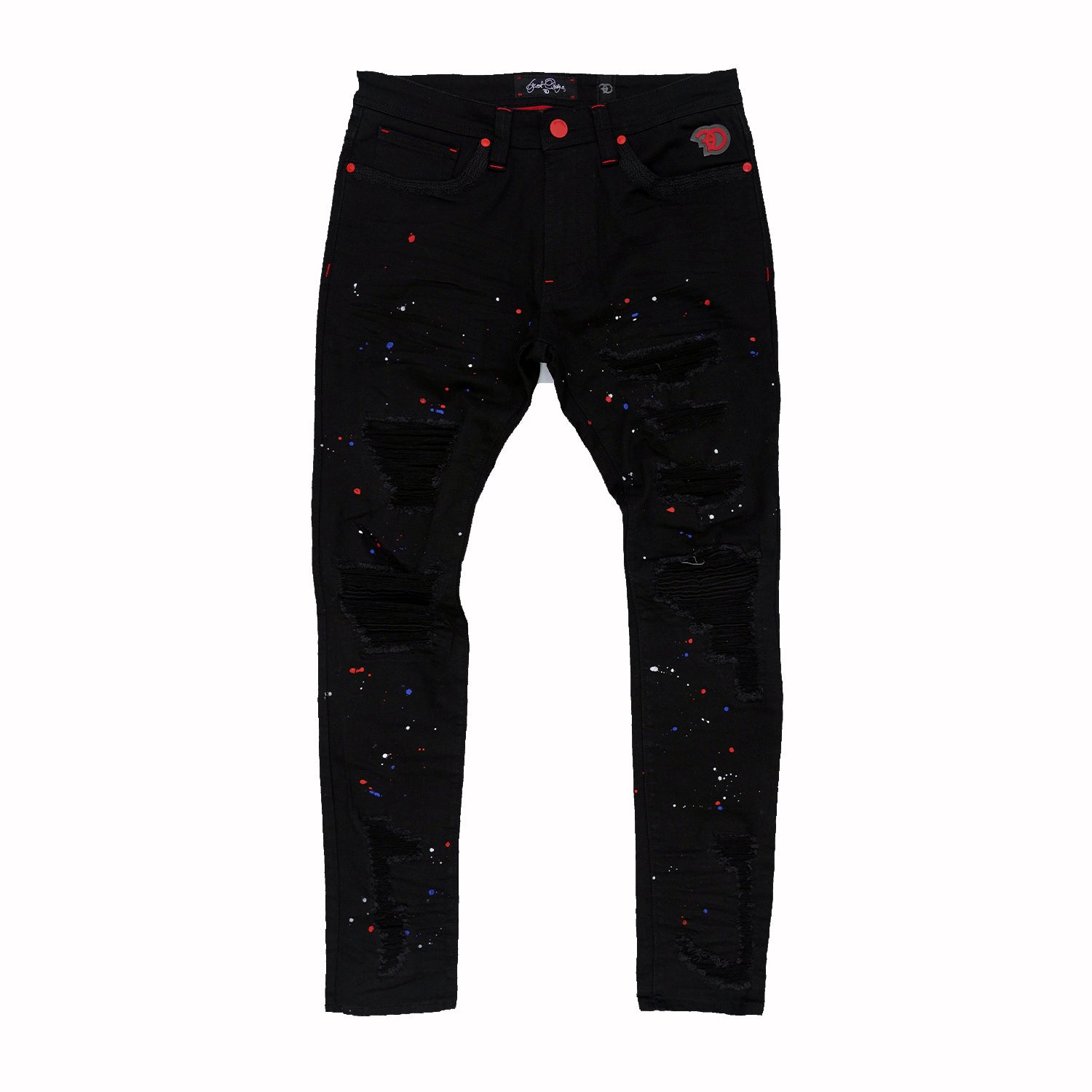 F1778 Frost Shredded Jeans w/ paint - Black