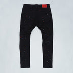 F1778 Frost Shredded Jeans w/ paint - Black