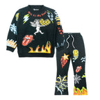 B4525 - Makobi KIDS Graffiti Stacked Fleece Set - Black