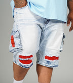 M936 - Makobi Denim Cargo Shorts - Light Wash