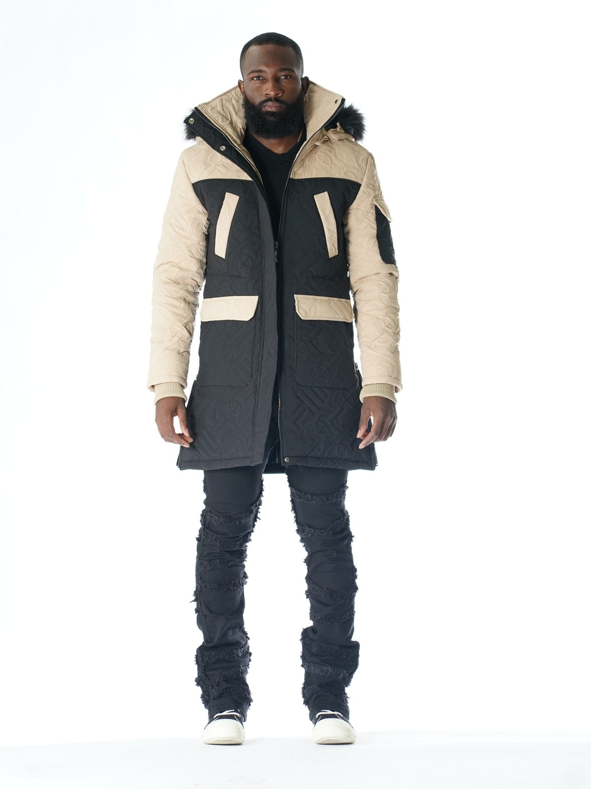 F7700 Apollo Long Quilted Jacket - Black