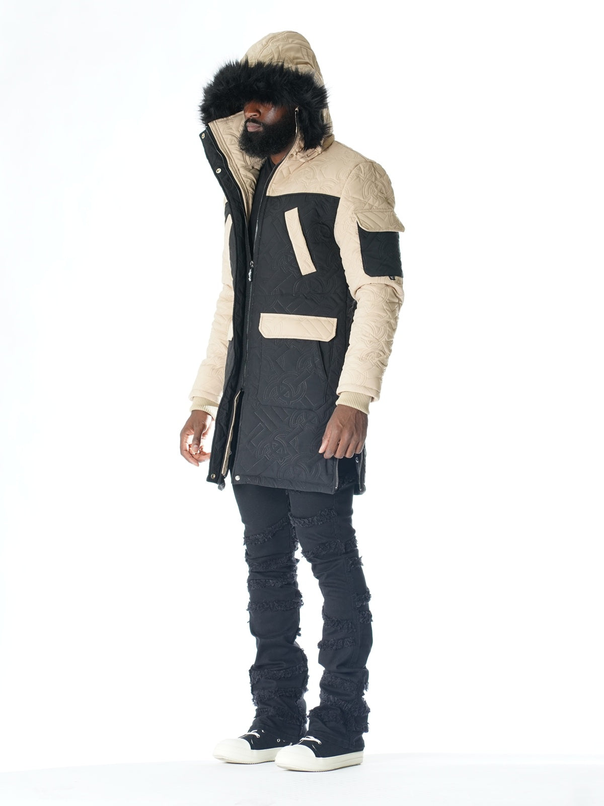 F7700 Apollo Long Quilted Jacket - Black