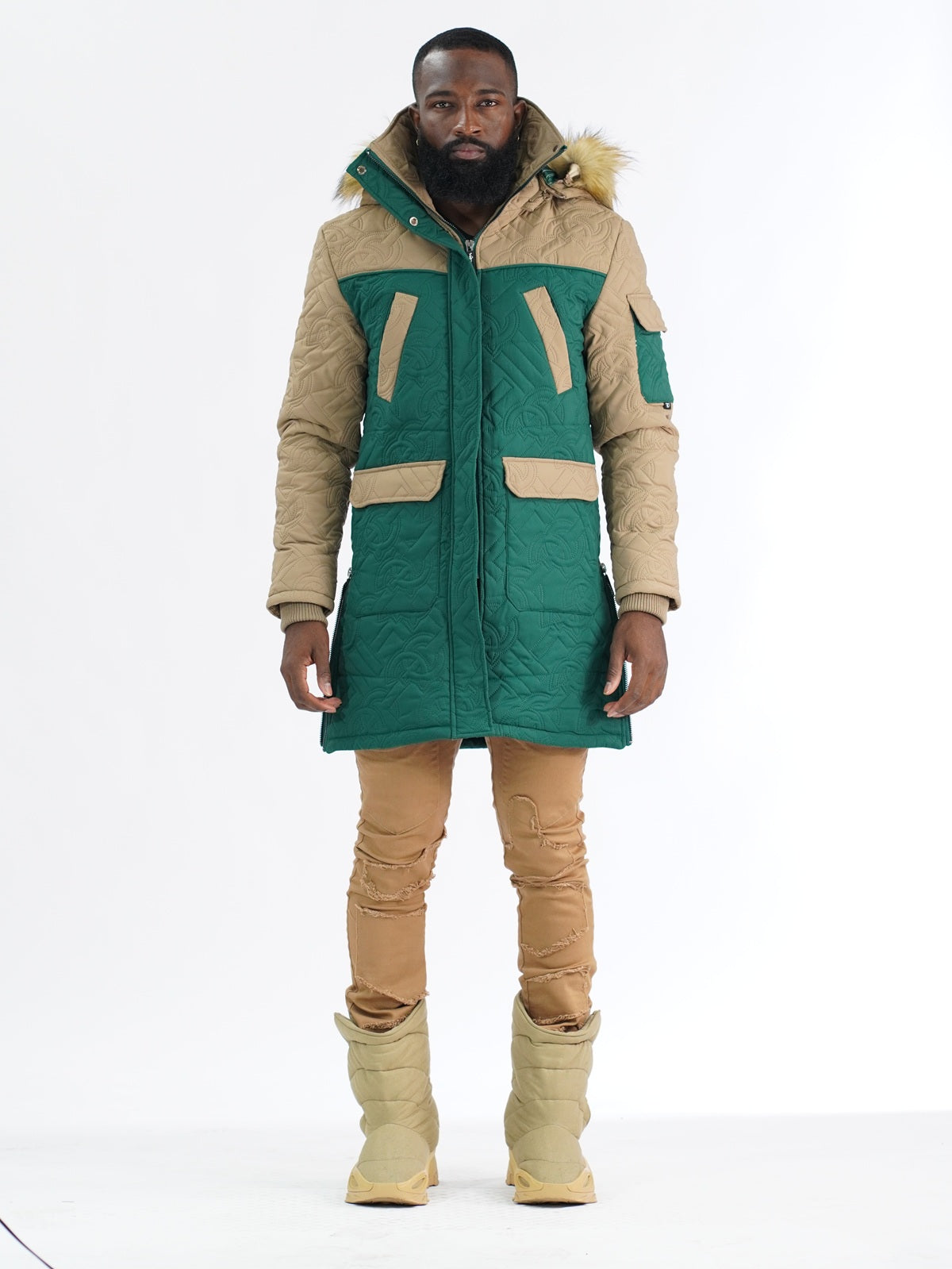 F7700 Apollo Long Quilted Jacket - Green