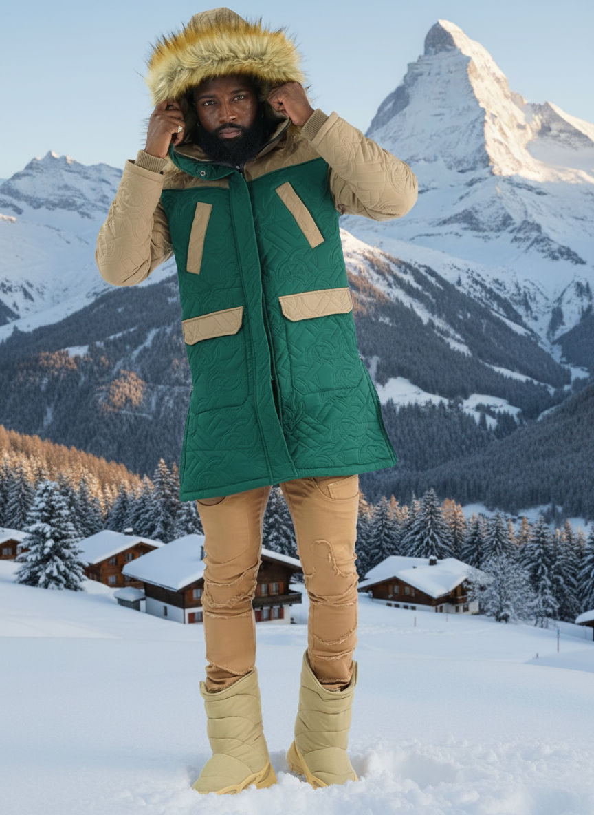 F7700 Apollo Long Quilted Jacket - Green