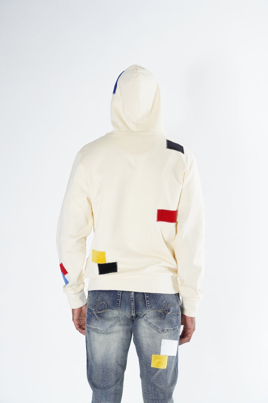 F5715 Frost Patchwork Zip Up Hoodie - Natural