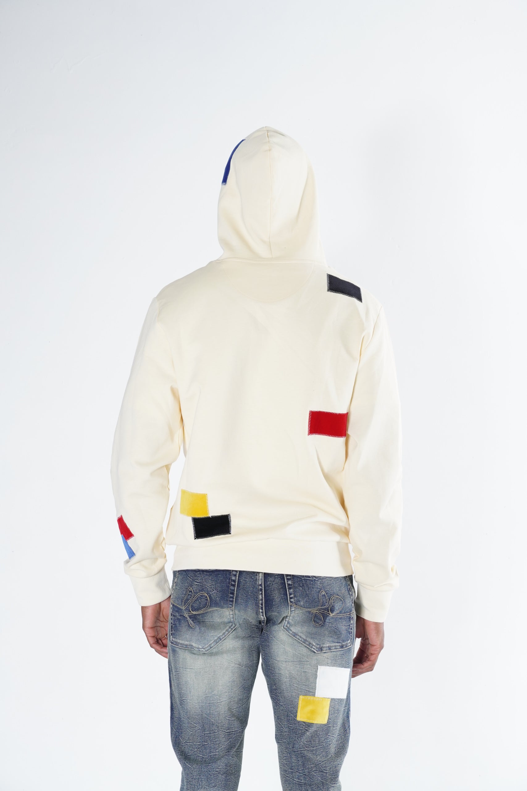F5715 Frost Patchwork Zip Up Hoodie - Natural