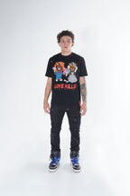 F1778 Frost Shredded Jeans w/ paint - Black