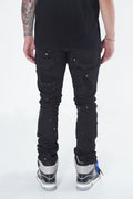 F1778 Frost Shredded Jeans w/ paint - Black