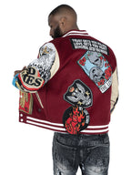 F1005 Love Scars Varsity Jacket - Burgundy