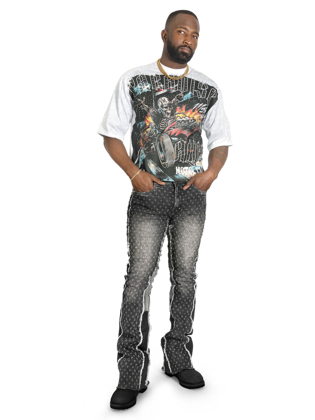F1702 Phalon Stacked Jeans - Black