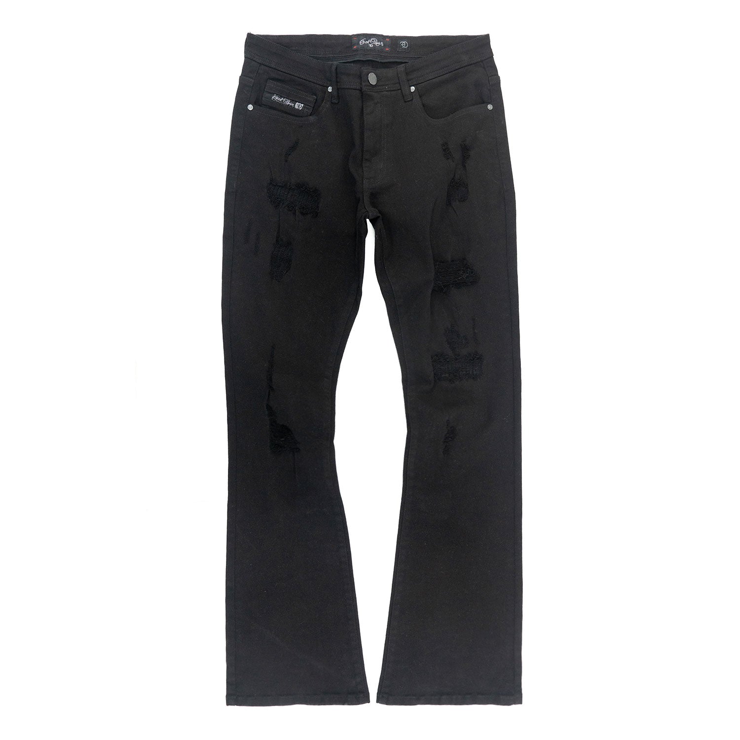 F1712 Alono Stacked Jeans - Black-Black