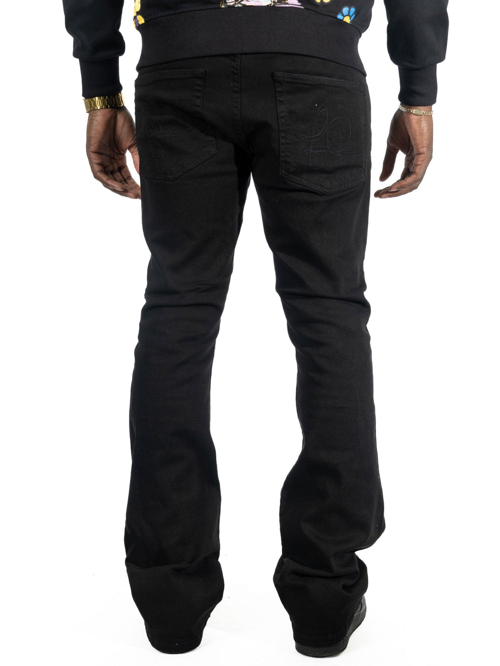 F1712 Alono Stacked Jeans - Black-Black