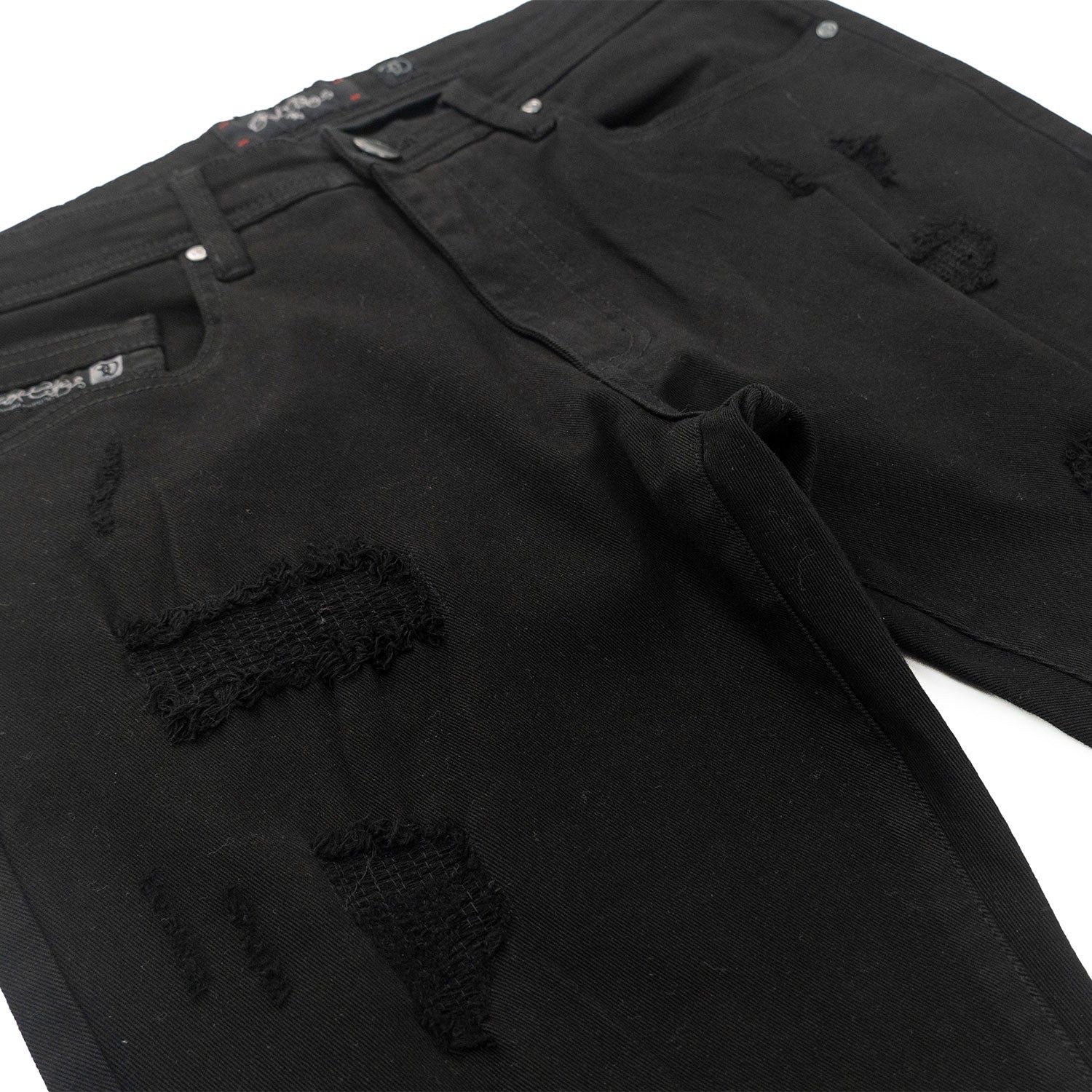 F1712 Alono Stacked Jeans - Black-Black