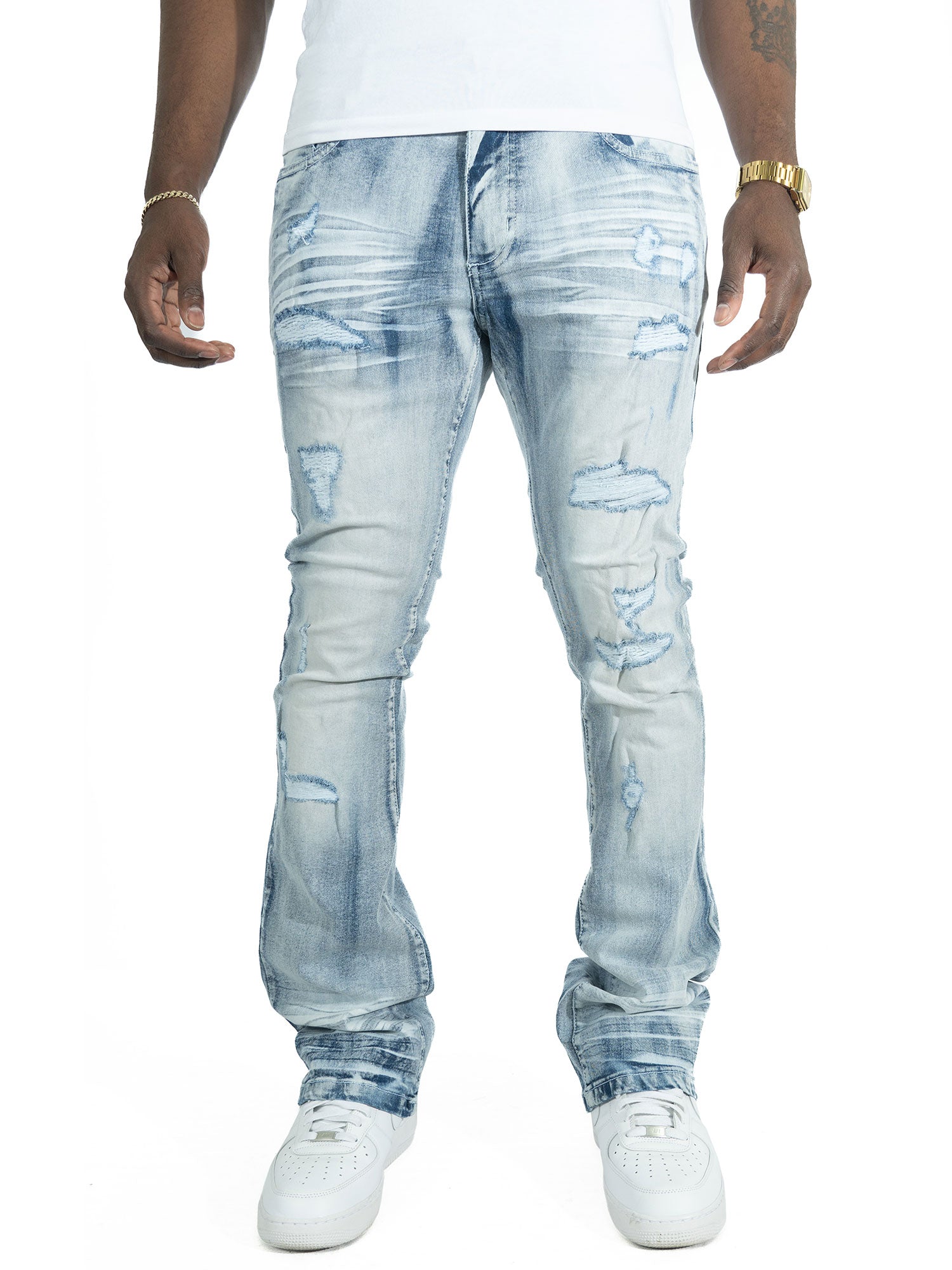 F1712 Alono Stacked Jeans - Light Wash