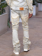 F1723 Tattered Denim Stacked Jeans - Dirt