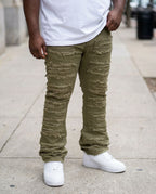 F1732 Cashay Stacked Jeans - Olive