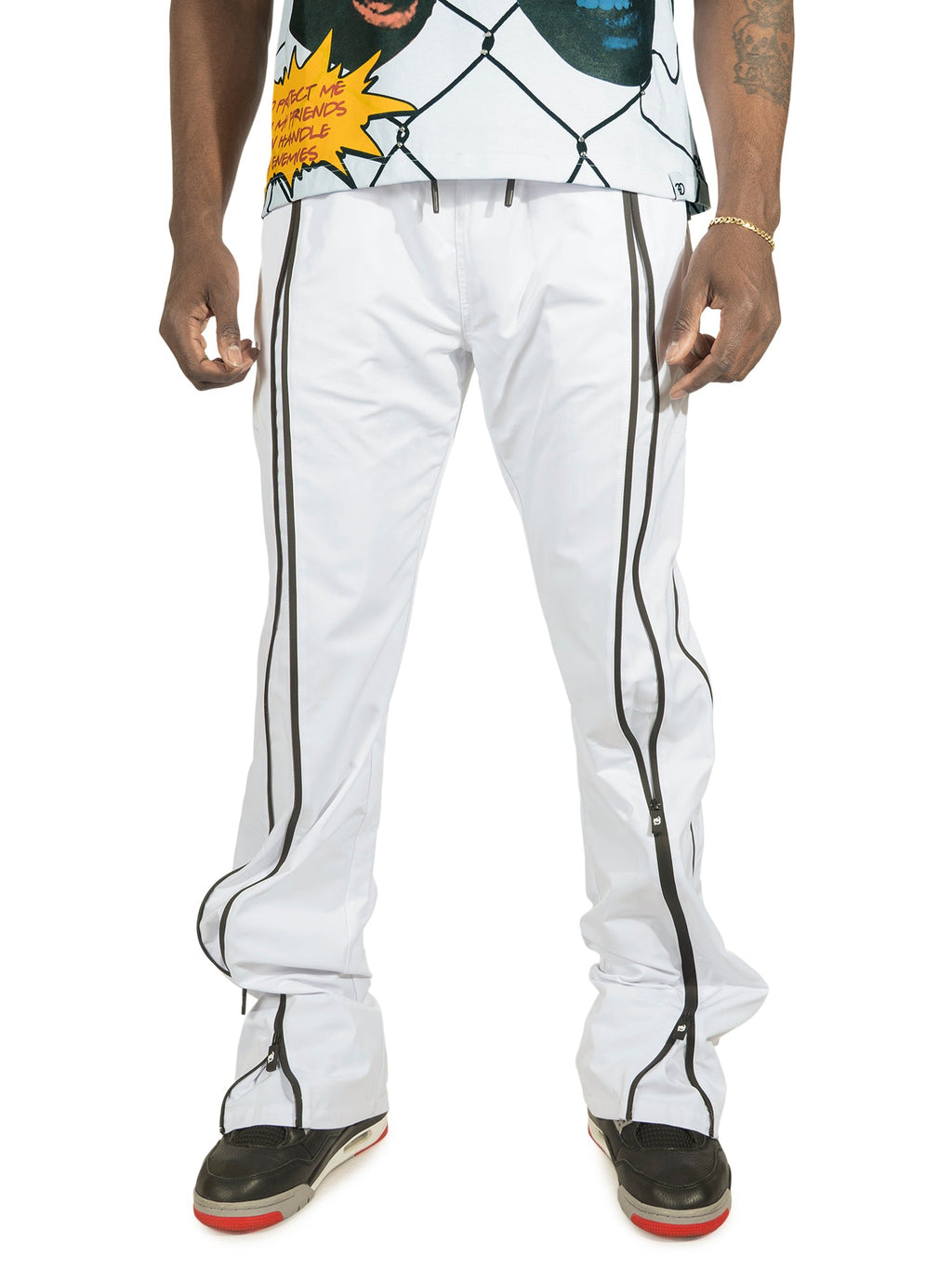 F1736 Zerelly Nylon Stacked Pants - White