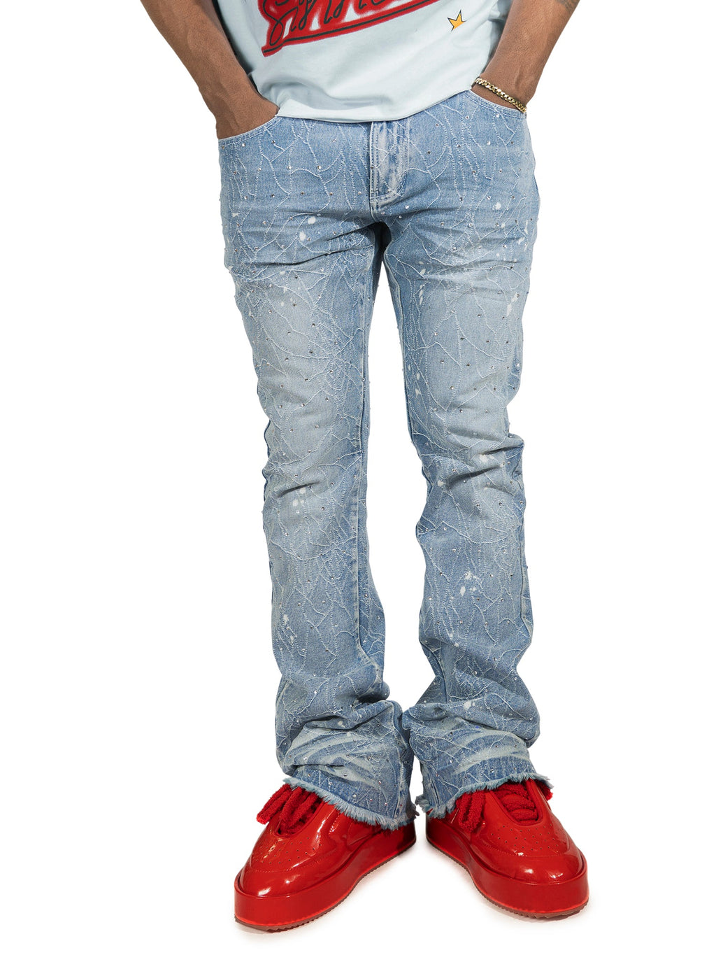 F1764 Romano Stacked Stone Jeans - Light Wash