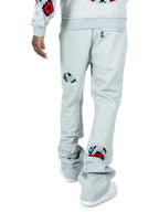 F5709 Castello Crochet Stacked Jogger Set - Gray