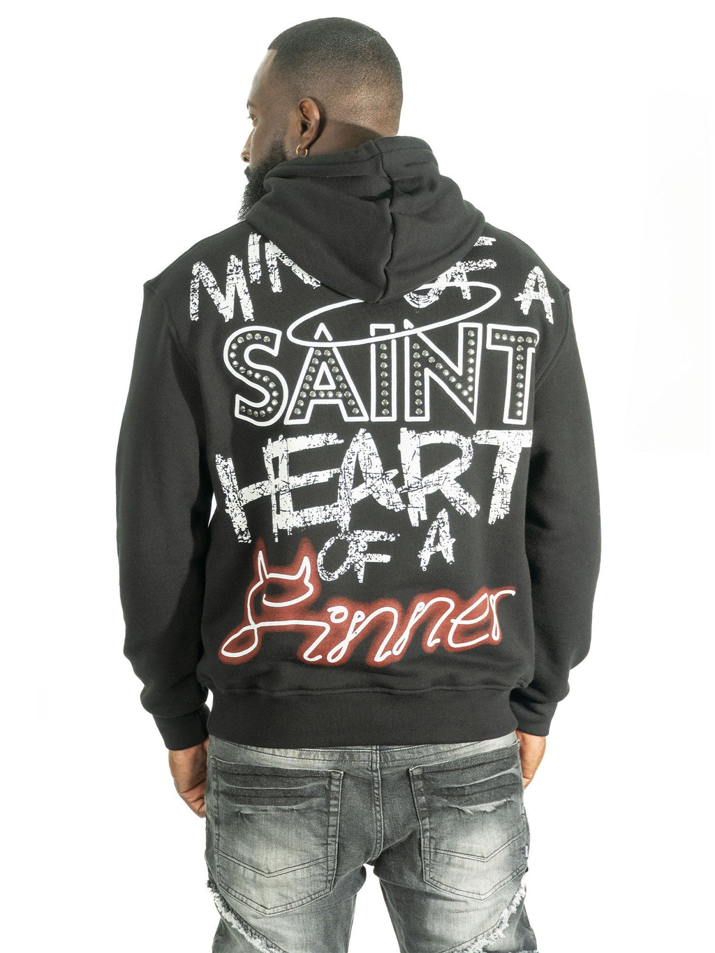 F4173 Sinners Over Size Hoodie - Black