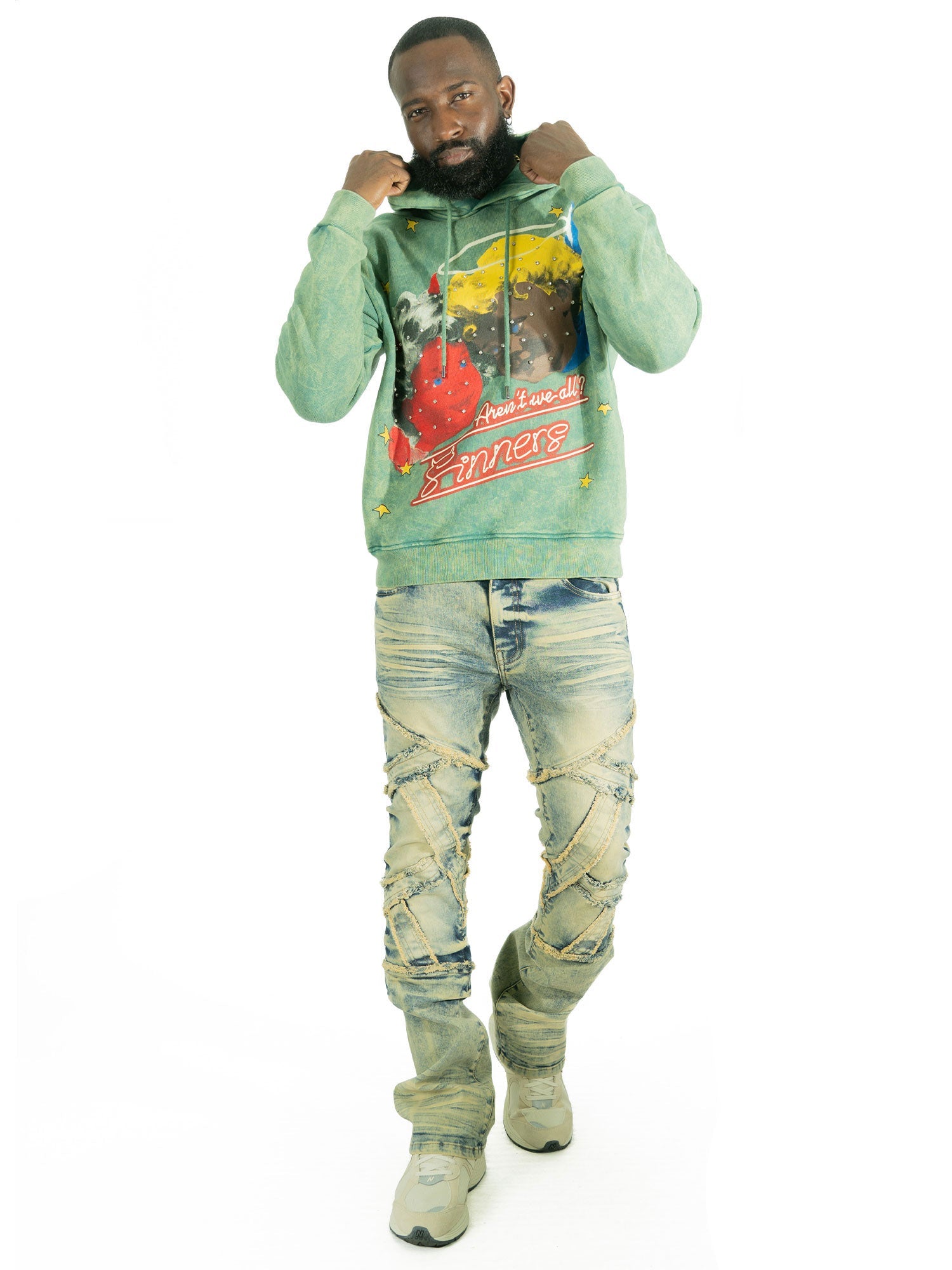 F4173 Sinners Over Size Hoodie- Green