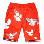 F545 Frost Dove Satin Button Down Set - Red