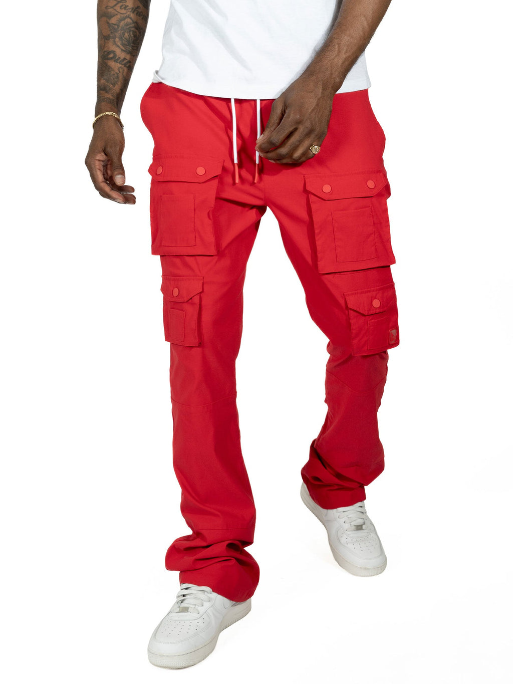 M1633 Colton 34” Stack Nylon/Spandex Sweat Pants - Red