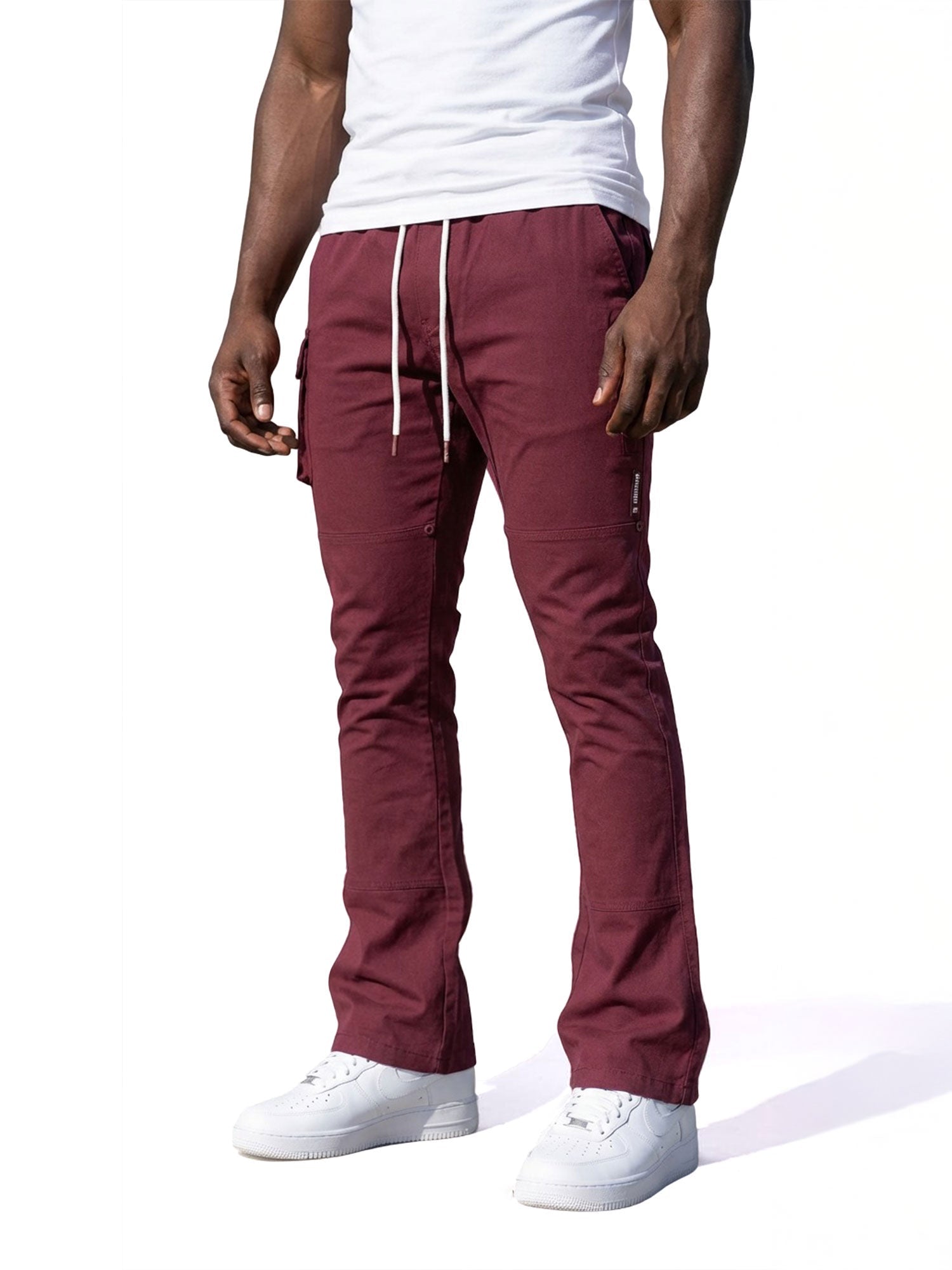 M1634 Adorni Stacked Nylon Pants - Burgundy