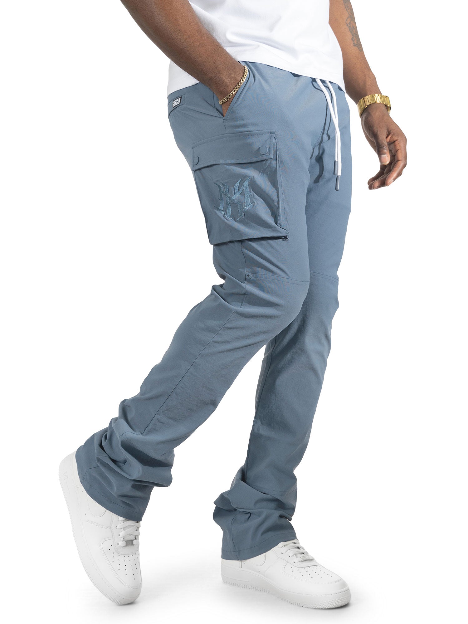 M1634 Adorni Stacked Nylon Pants - Midnight Blue