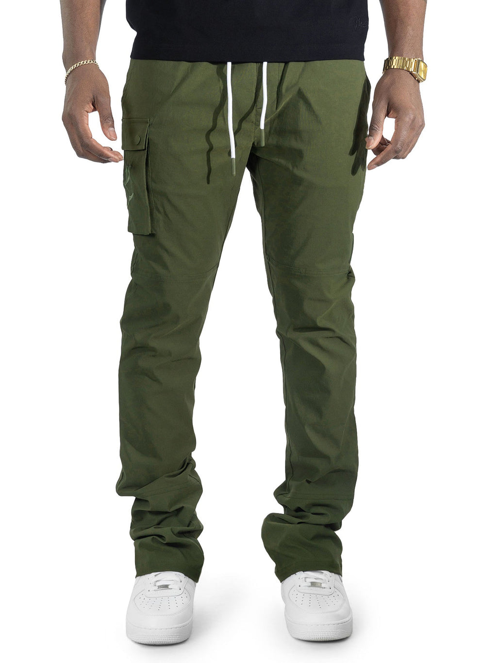 M1634 Adorni Stacked Nylon Pants - Olive