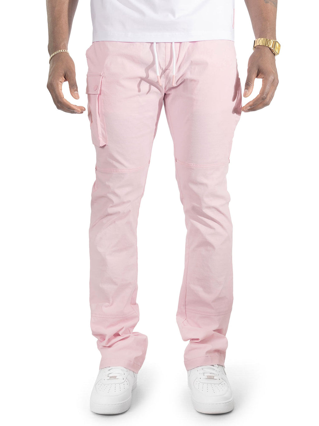 M1634 Adorni Stacked Nylon Pants - Pink