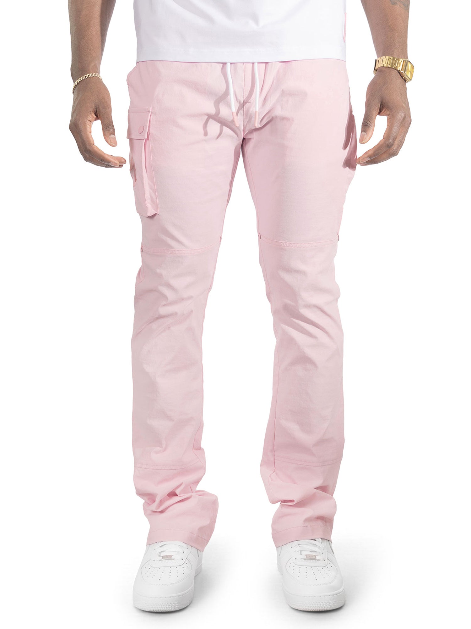 M1634 Adorni Stacked Nylon Pants - Pink