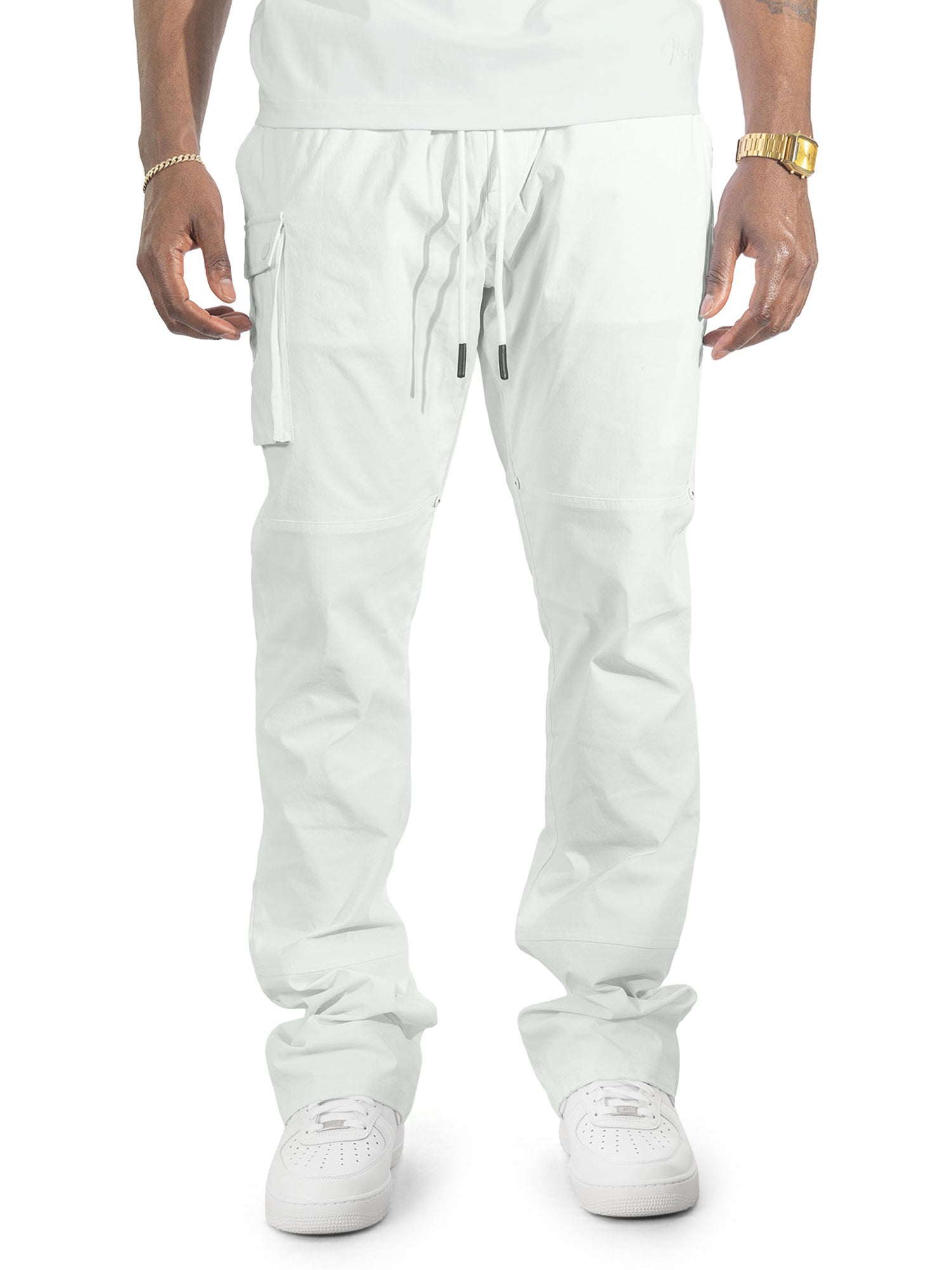 M1634 Adorni Stacked Nylon Pants - White