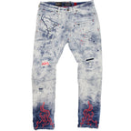 M1952 Makobi Fire Shredded Jeans - Light Wash