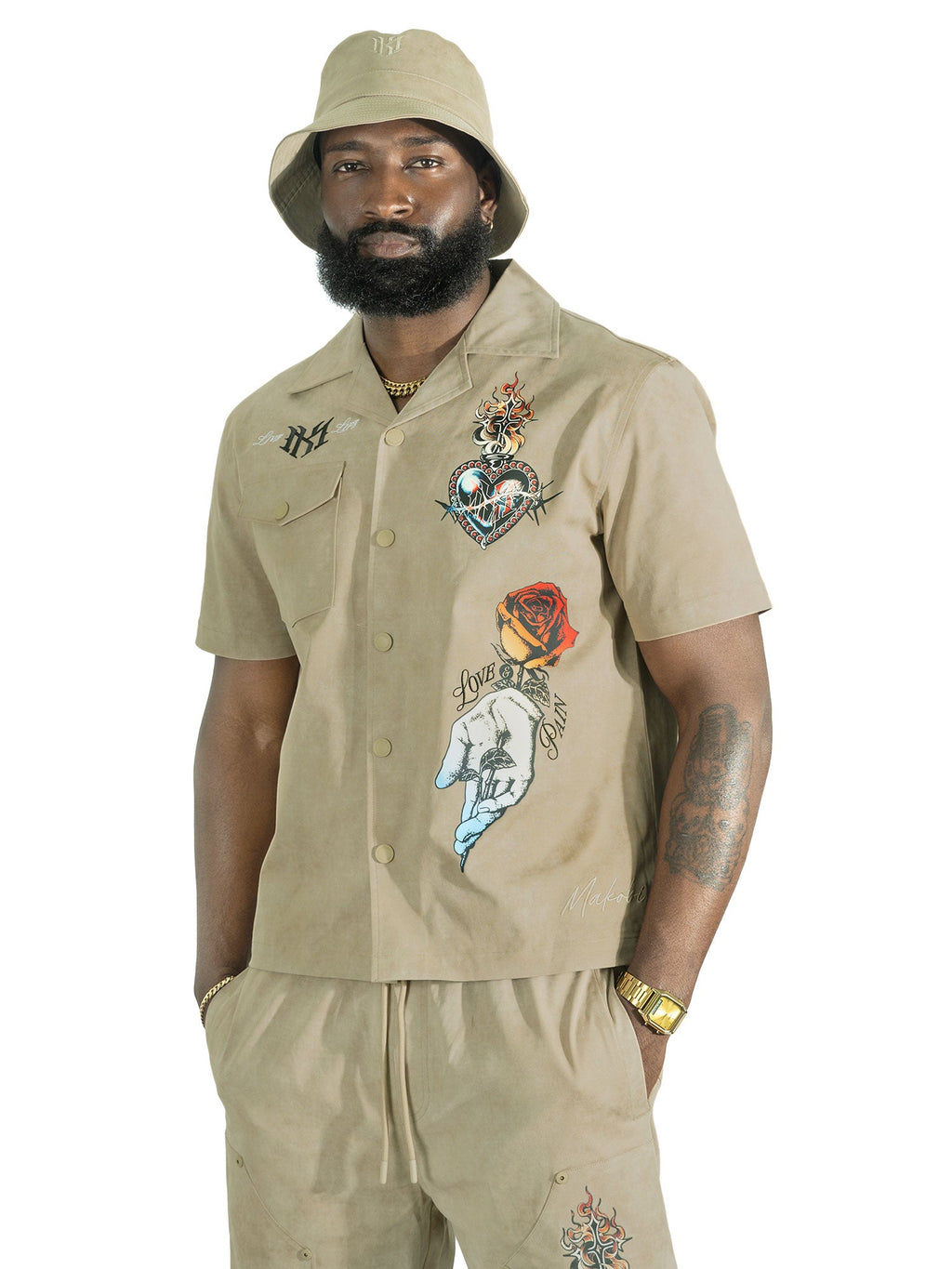 M414 Vivere Twill Short Set - Khaki