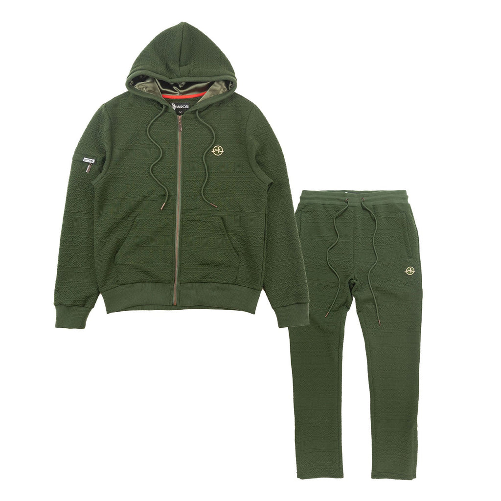 M4356 Berteli Jacquard Hoody Set - Olive
