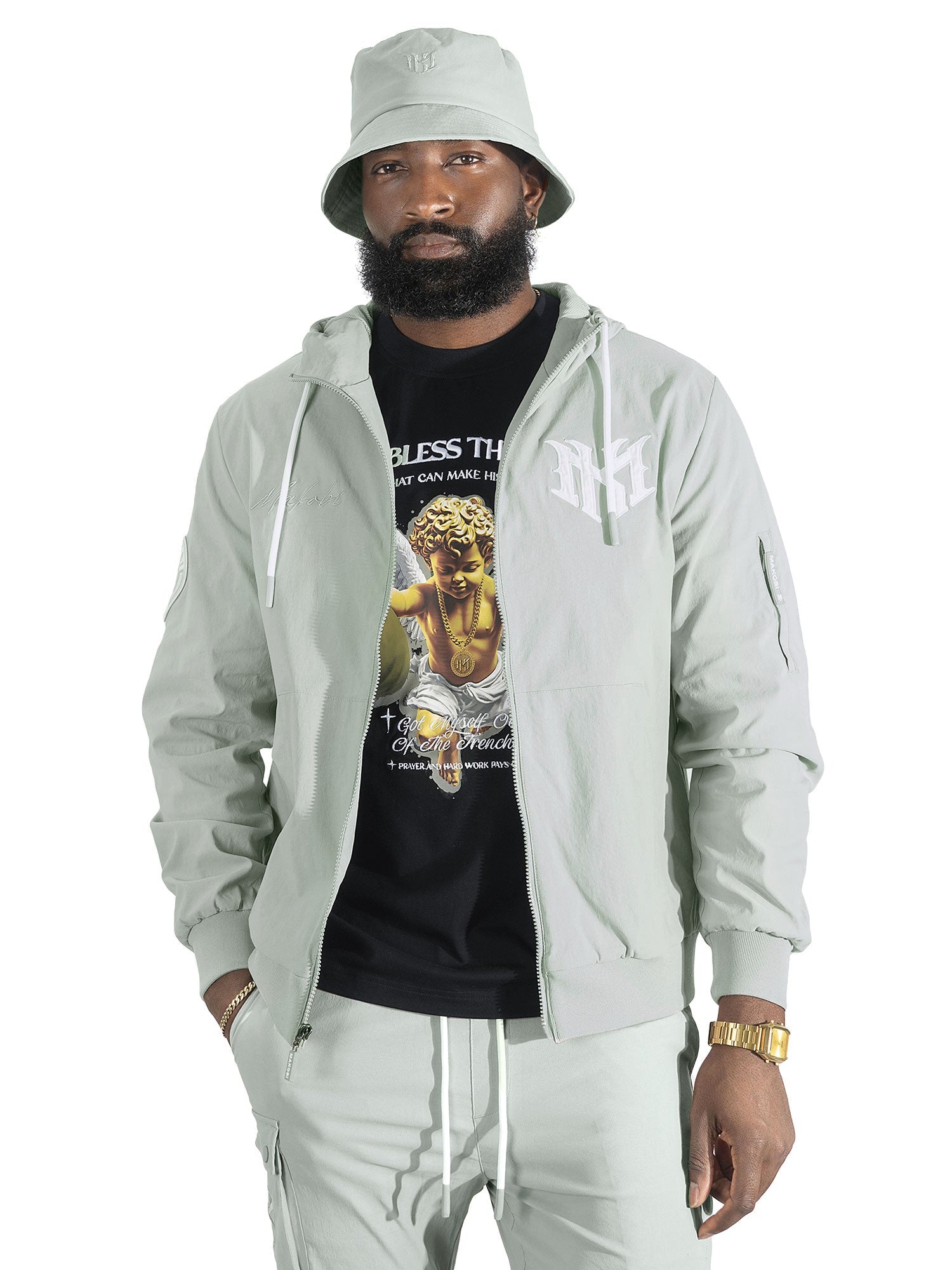 M4634 Adorni Zip Up Hoodie - Gray